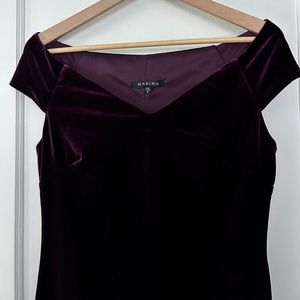 Velvet Retro Dark Purple Knee-Length Cocktail Dress